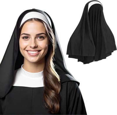 Elegante Nonnen Hoed voor Halloween, Perfect voor Cosplay en Feestjes, Zwart en Wit Accessoire