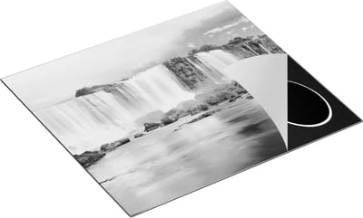 Chefcare Inductie Beschermer Watervallen in Argentinië - Zwart Wit - 60x50 cm - Afdekplaat Inductie - Kookplaat Beschermer - Inductie Mat