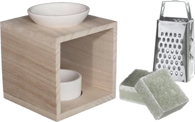 Ideas4seasons Amberblokjes/geurblokjes cadeauset - jasmijn - inclusief geurbrander en mini rasp
