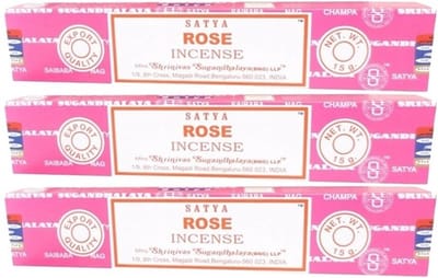 Satya Nag Champa wierook stokjes - Rose - 3x pakje van 12 stuks - 15 gram