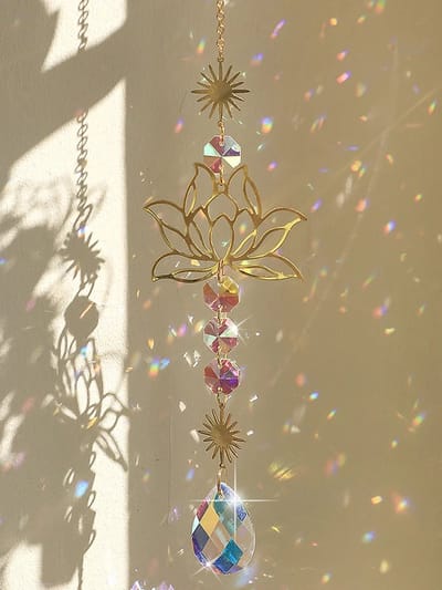 Byla - Zonnevanger Hanger - Dromenvanger - Kristallen hanger - Raam Decoratie - Goud - Lotus - 3