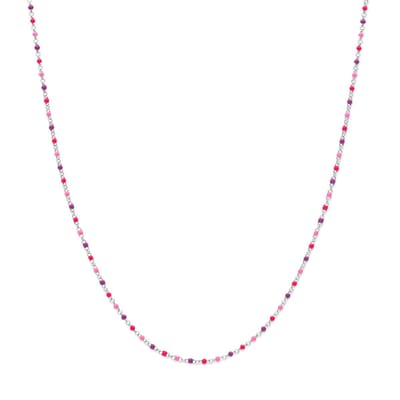 Collier Bolletjes Gekleurd Emaille 36 + 4 Cm Zilver Gerhodineerd