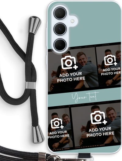 Gepersonaliseerd - Case Company® - Hoesje met koord geschikt voor Samsung Galaxy A35 hoesje met Koord - Filmrol N°2 - Telefoonhoesje met Zwart Koord - Bescherming aan alle Kanten en Over de Schermrand