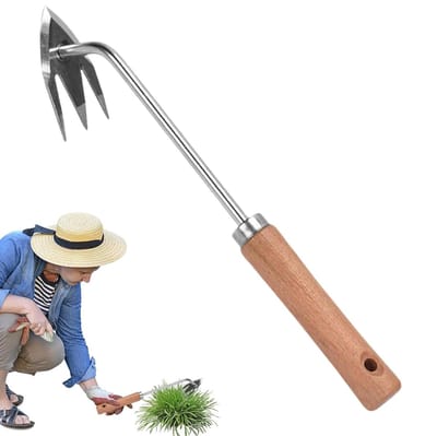 Weeder Extractiegereedschap, onkruidverdelger, ergonomische handgreep voor het verwijderen van gazon, draagbaar, zwaar gereedschap met 3 tanden, handwortelverwijderaar