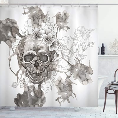 ABAKUHAUS Feest Douchegordijn – 175x240 cm – Polyester – Donkergrijs & Wit