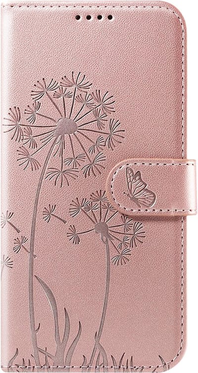 Zanae, Wallet Case for Geschikt voor Samsung Galaxy A05s Premium Design Flowers Butterfly, Champagneroze