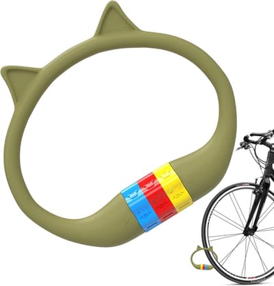 Fietsslot met cijferslot – Fietsslot – Siliconen slot met kattenoordesign voor veilig fietsen in de stad, op de motor, bij een hek, op een rooster of op een terras