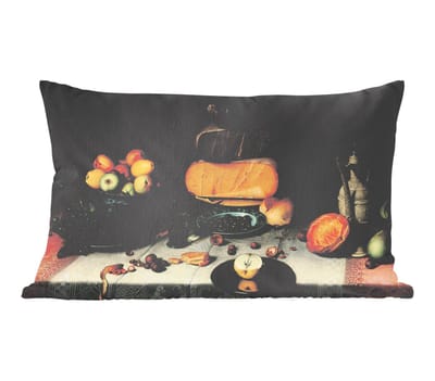 Sierkussens - Kussentjes Woonkamer - 60x40 cm - Stilleven met kazen - Kunstwerk - Oude meesters