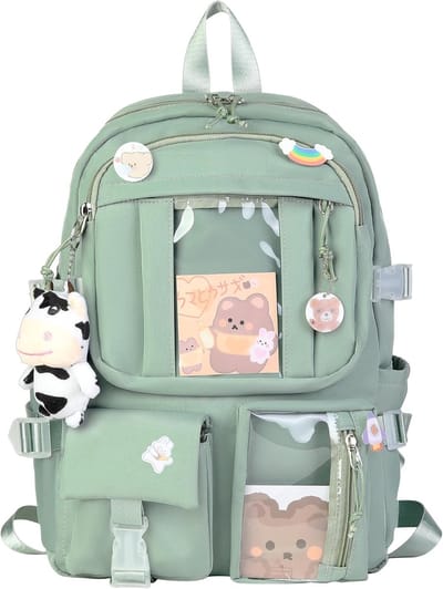 Rugzak voor School, Schattige Rugzak met Kawaii Accessoires, Broche en Hanger, Knuffeldier