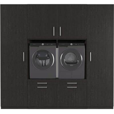 Wasophoogte® Wasmachine Kast Vienna - Wasmachine verhoger - Wasmachine ombouw - 700(D)*2530(B)*2350(H) mm - Zwart