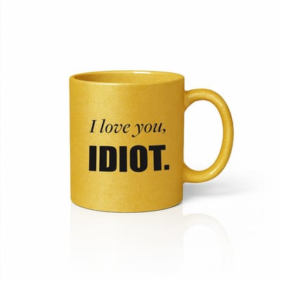 Grappige “I Love You, Idiot” Gouden Mok – Stoer Romantisch & Humoristisch Cadeau – 330 ml Keramische Koffiemok