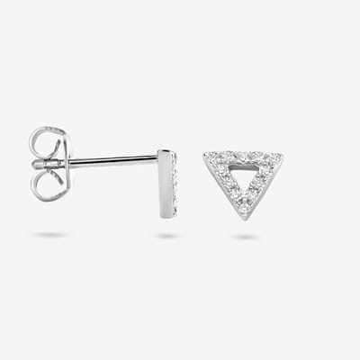 YO&NO - Oorbellen - Zilver - Oorknoppen - Driehoek - Zirkonia - 5.5/6.5mm -Sieraden vrouw - Gerhodineerd - Zilver 925