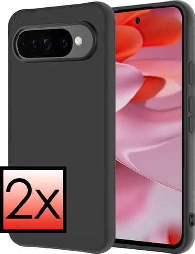 Hoesje - 2 Stuks - Geschikt voor Google Pixel 9 Pro - Sterk & Shockproof - Case Siliconen - Back Cover - Telefoon Hoes - Zwart