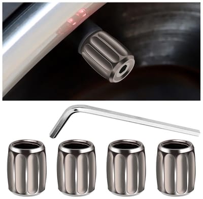 Dailygoody - Autobandenventieldoppen - Anti-diefstal - Sterk en corrosiebestendig - Titanium zwart - Bandenventieldopset - Auto-accessoires voor alle ...