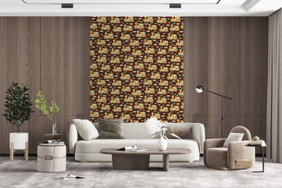 Behang - Fotobehang Patronen - Trein - Vintage - Kind - Jongens - Kinderen - Kids - Breedte 200 cm x hoogte 300 cm
