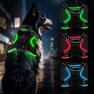 Lichtgevend hondentuig met oplaadbare LED-verlichting en waterdicht ontwerp voor kleine tot grote honden
