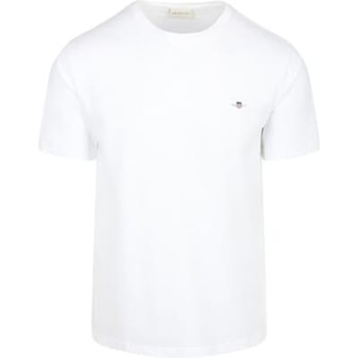 Gant T-shirt Shield Small Logo Wit - Maat XXL - Heren - Casual T-shirts