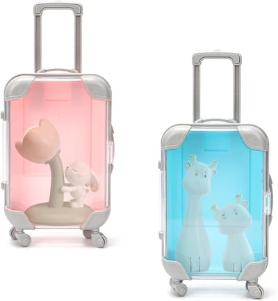 Mini Koffer Cadeauboxen Set van 2 - Duurzame Spaarboxen voor Geld, Reisbonnen en Feestdagen in Blauw en Roze