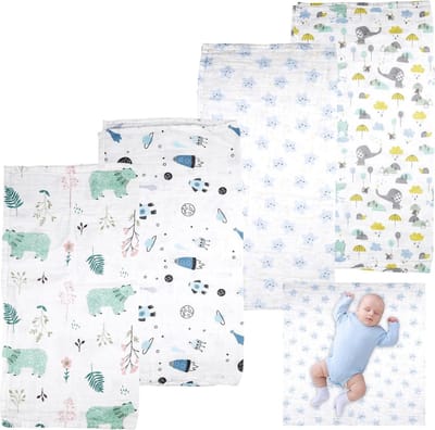 100% katoenen spuugdoeken voor baby - 4 stuks van 70 x 70 cm - babyluiers - stoffen luiers - ademende luiers - inbakerdeken - zachte gaasdoeken - jongens en meisjes .