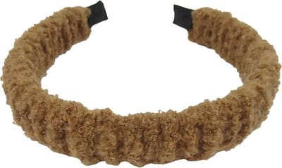 Haarsoires Haarband Diadeem 2,5cm – Gerimpelde Teddy Stof – Bruin - Comfortabel voor Dames & Meisjes - Universele Maat