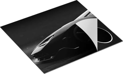 Chefcare Inductie Beschermer Zijaanzicht Zwarte Sportwagen Auto - Zwart Wit - 60x50 cm - Afdekplaat Inductie - Kookplaat Beschermer - Inductie Mat