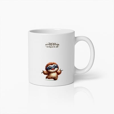 Schattige Luiaard Motivatie Mok | Jij Bent Sterk Genoeg Inspirerende Koffiebeker | Grappig Dieren Cadeau 330ml