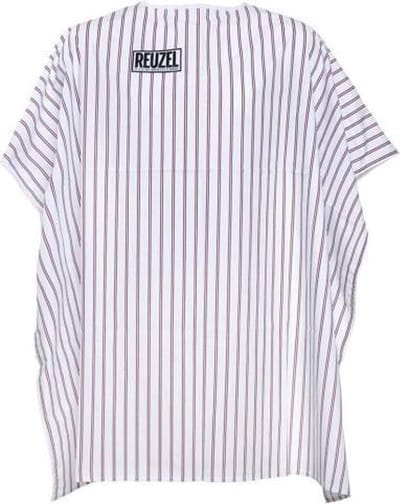 Reuzel by Schorem Barber Cape - Kappersmantel – Waterbestendige Kapperscape – Geschikt voor Haren Knippen/Wassen/Verven – Voor Volwassenen en Kinderen – Unisex – Man/Vrouw – Wit/Gelijnd