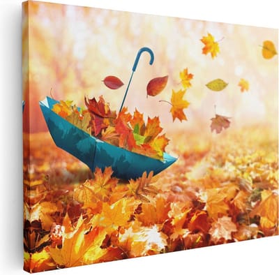 Artaza Canvas Schilderij Herfstbladeren - 40x30 cm - Klein - Wanddecoratie Herfst - Muurdecoratie Natuur - Kamer Accessoires
