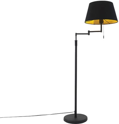 QAZQA ladas - Moderne Vloerlamp | Staande Lamp met zwenkarm - 1 lichts - H 1500 mm - Zwart - Woonkamer | Slaapkamer