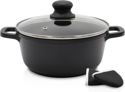 Gegoten Aluminium Vleespan 16 cm met Afneembare Handvatten, Zwart