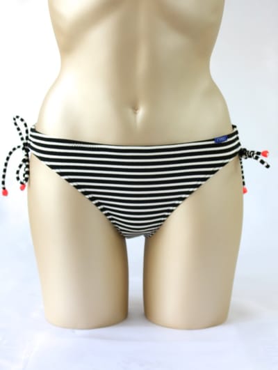 Cyell - Lilly Puerto - bikini slip - zwart wit - op de heupen speelse touwtjes - maat 36 / S