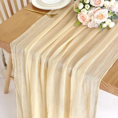 Boho Gauze Beige Tafelkleed voor Eettafel, Perfect voor Herfstdecoratie, Babyshower en Feestjes - 80x300cm
