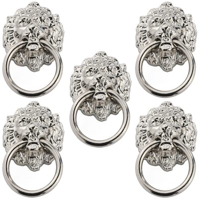SVGCommerce - Retro Leeuw Hoofd Deurklopper - Vintage Deurkruk - Stijlvolle Meubelaccessoire - Zilver - Handvat Knop - Eenvoudige Montage - Geschikt v