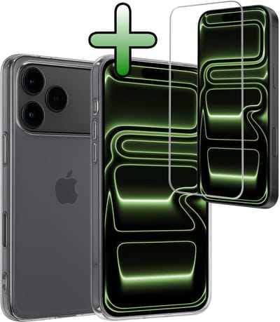 Hoesje Met Screenprotector - Geschikt voor Apple iPhone 17 Pro Max - Sterk & Shockproof - Back Cover - Siliconen Case - Telefoon Hoes - Transparant
