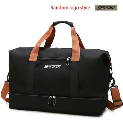 Sac de voyage polochon léger en tissu Oxford de grande capacité pour femme, sac de nuit polyvalent à main, fermeture éclair noir