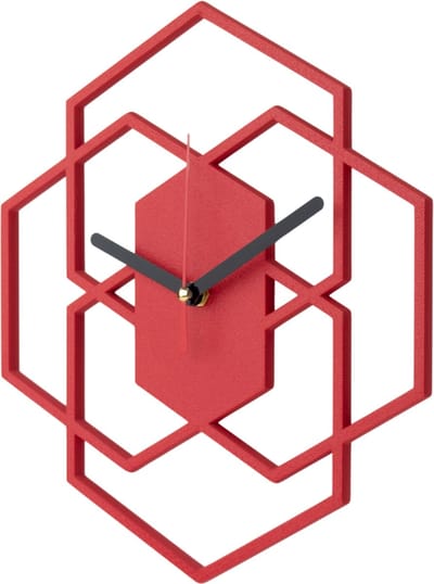 Home 3D® - Moderne Stille Wandklok Rood – Voor Keuken en Binnengebruik – Gemaakt en ontworpen in Nederland