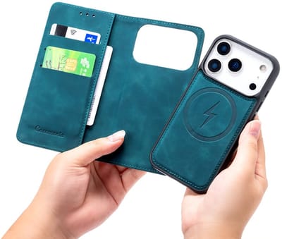 CaseMania Bookcase hoesje geschikt voor iPhone 17 Pro Max - Effen Groen - Kunstleer - 2-in-1 Magnetisch Uitneembaar Design - Compatible met MagSafe