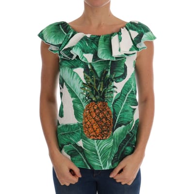 Dolce & Gabbana Dames Ananas Banaan Pailletten Blouse