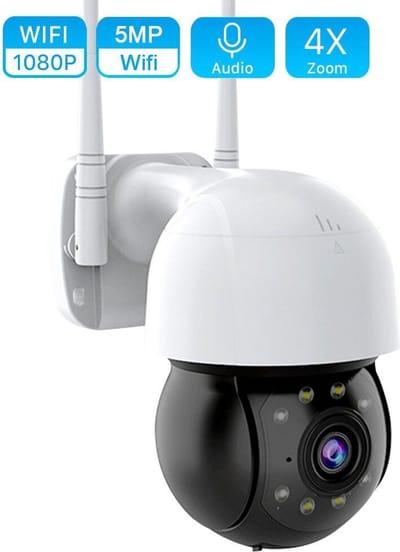 PTZ IP Camera 1080P – Wifi Beveiligingscamera voor Buiten – Bewegingsdetectie – 2-Weg Audio – Kleur Nachtzicht – 4X Digitale Zoom – App – Waterdicht – Draadloos & LAN