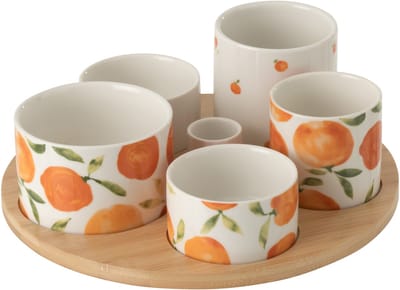 J-Line aperoschaal Oranje - keramiek - wit/oranje - large