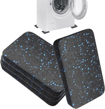 Loopbandmat Vloerbescherming - Antislip Onderlegger - Thuisgym Geluidsdemping - Schokabsorberend Rubber - 4 Stuks - Zwart Blauw