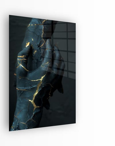 Indoorart - Glasschilderij Marble Hands 40x60 CM - Afbeelding op plexiglas - Inclusief montagemateriaal