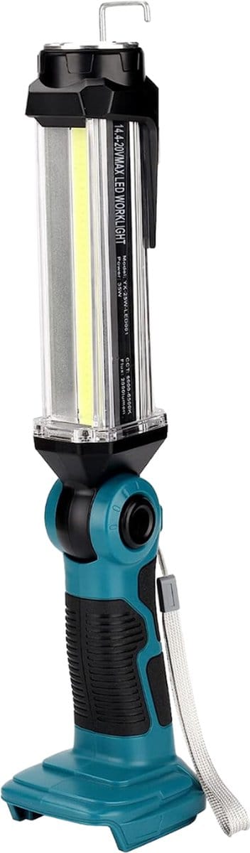 Krylanso® - LED lamp voor Makita 14,4V/18V LXT accu - USB Powerbank functie - incl. Gereedschap houder - Verstelbare Lampkop - Compact en Hanteerbaar - 35 Watt - 2000 Lumen (geleverd zonder accu en lader)