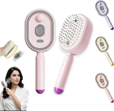 Elektrische Stoomborstel - oplaadbare stoomstijltang met spray - Multifunctionele Stoom Haarborstel - voor pluisbestrijding, gladde styling thuis of op reis - roze