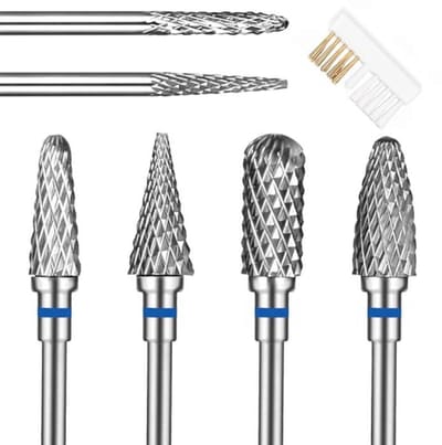 Nagelboren Set voor Manicure en Pedicure - 6 Stuks Tungsten Staal Nagel Bits met Diamond Cuticle en Elektrische Nagelvijl
