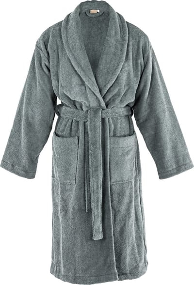 Tiseco Home Studio - Badjas DELUX - 100% katoen - 370 g/m² - badstof - unisex- riem en zakken - S/M - Grijs