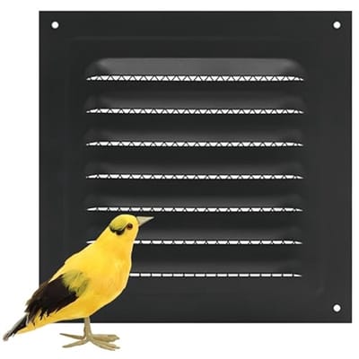 PromoHome Vierkant metalen ventilatierooster met geïntegreerd muggennet - 15 x 15 cm - Zwart - voor buitendeur, garage, plafond