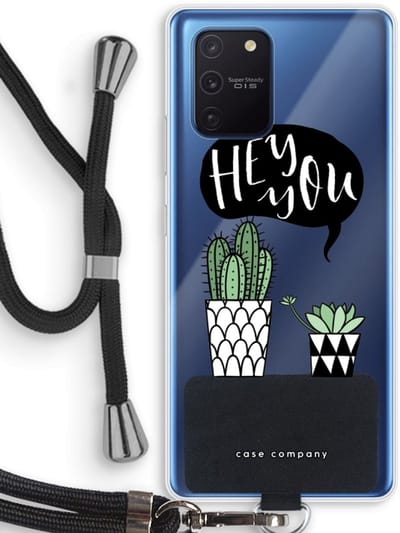 Case Company® - Hoesje met koord geschikt voor Samsung Galaxy Note 10 Lite hoesje met Koord - Hey you cactus - Telefoonhoesje met Zwart Koord - Bescherming aan alle Kanten en Over de Schermrand