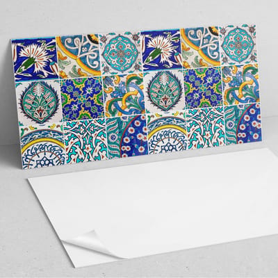 Coloray Wandpanelen Zelfklevend - Keramische patronen in mozaïek PVC Wandpaneel - 100 cm x 50 cm - Blauw Wandbekleding Zelfklevend - 1 stuk - Texturen Wandpanelen Zelfklevend - Wandbord Keuken - Wandpaneel Badkamer