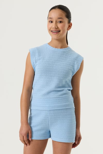GARCIA Meisjes Effen T-shirt Blauw Korte mouw